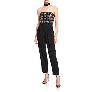 Alice + Olivia Jeri Embellished Choker-Neck Bustier Jumpsuit